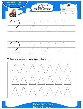 Çocuklar İçin Sayılar Çalışma Sayfaları 
